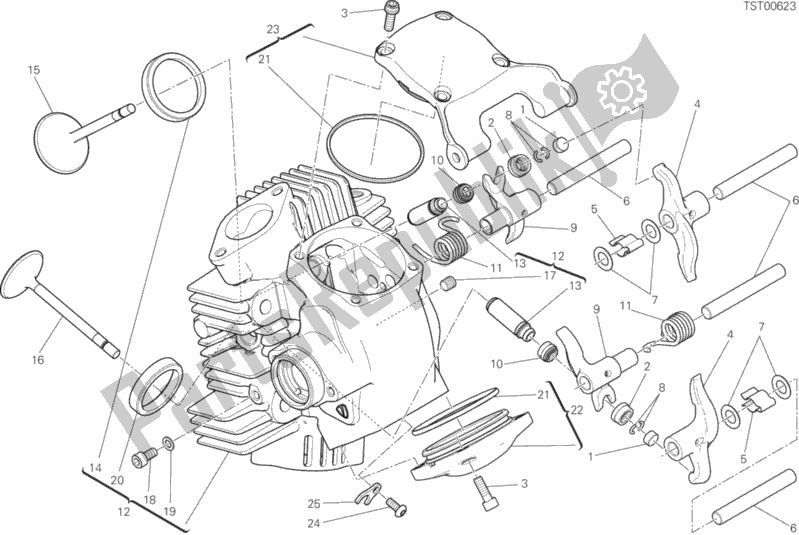 All parts for the Horizontal Head of the Ducati Scrambler 1100 Thailand 2019